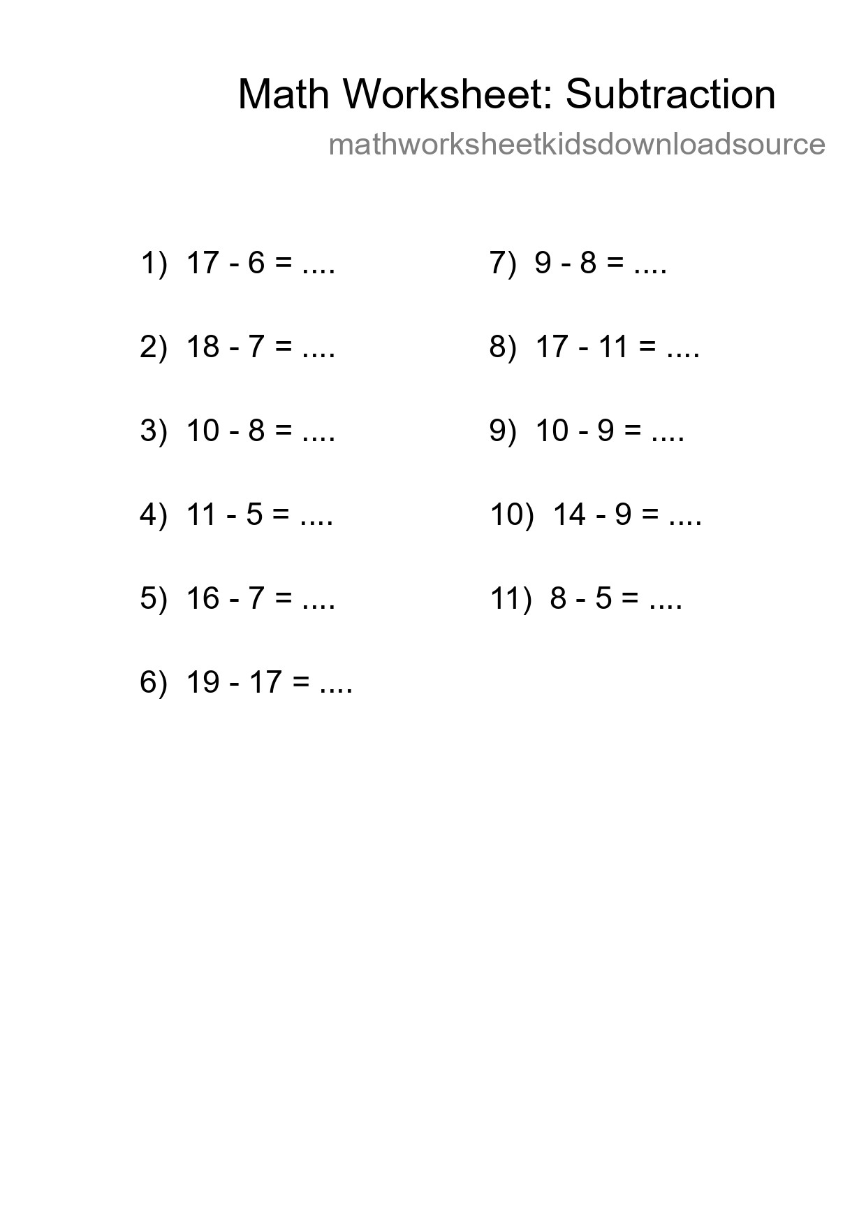 Free 11 Subtraction Math Worksheet For Grade 2 - Part 151