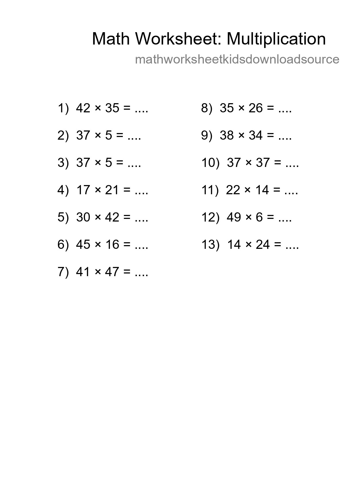 Free 13 Multiplication Math Worksheet For Grade 2 - Part 7
