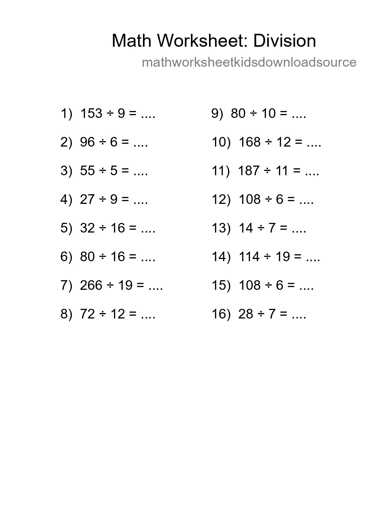 Free 16 Division Math Worksheet For Grade 2 - Part 246