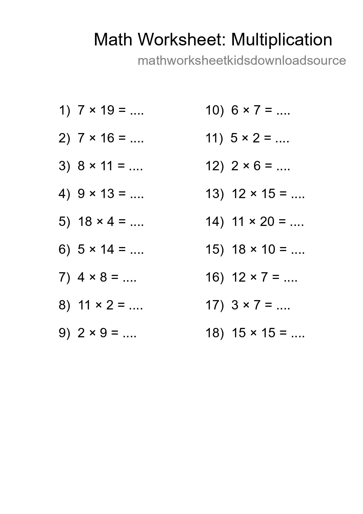 Free 18 Multiplication Math Worksheet For Grade 2 - Part 117