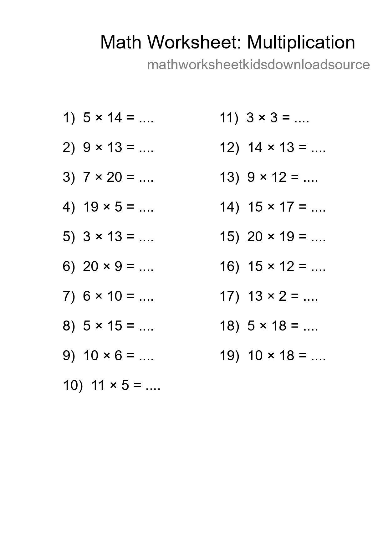 Free 19 Multiplication Math Worksheet For Grade 2 - Part 62
