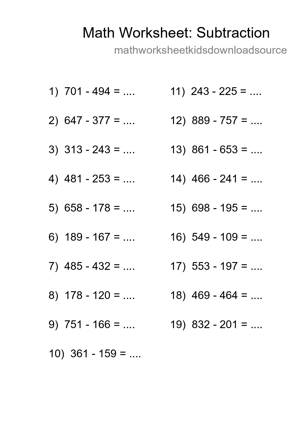 Free 19 Subtraction Math Worksheet For Grade 5 With Answers - Part 30
