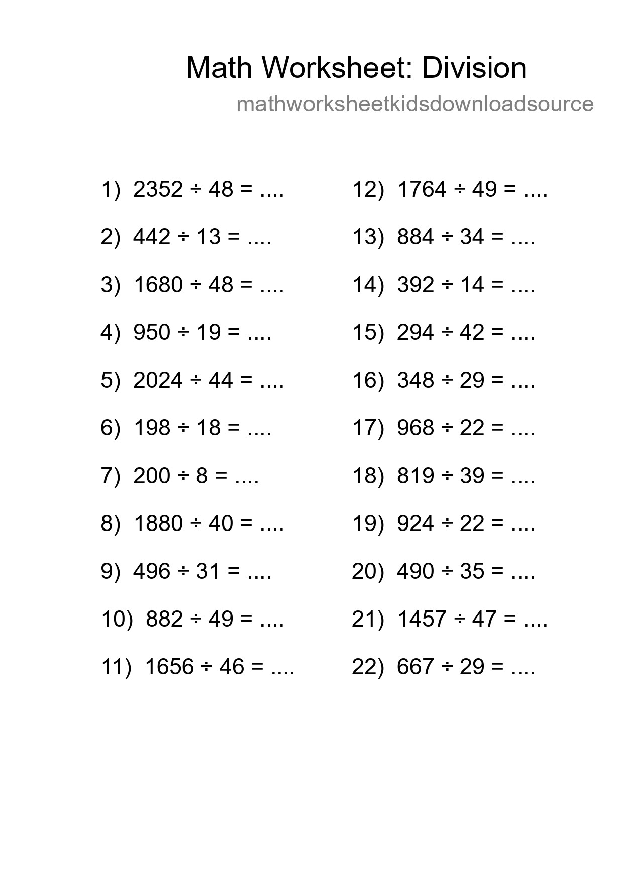 Free 22 Division Math Worksheet For Grade 2 - Part 180
