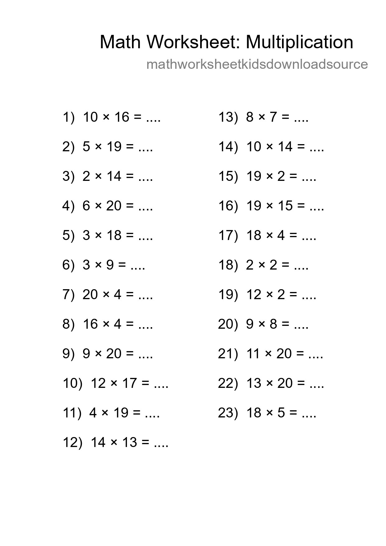 Free 23 Multiplication Math Worksheet For Grade 2 With Answers - Part 84