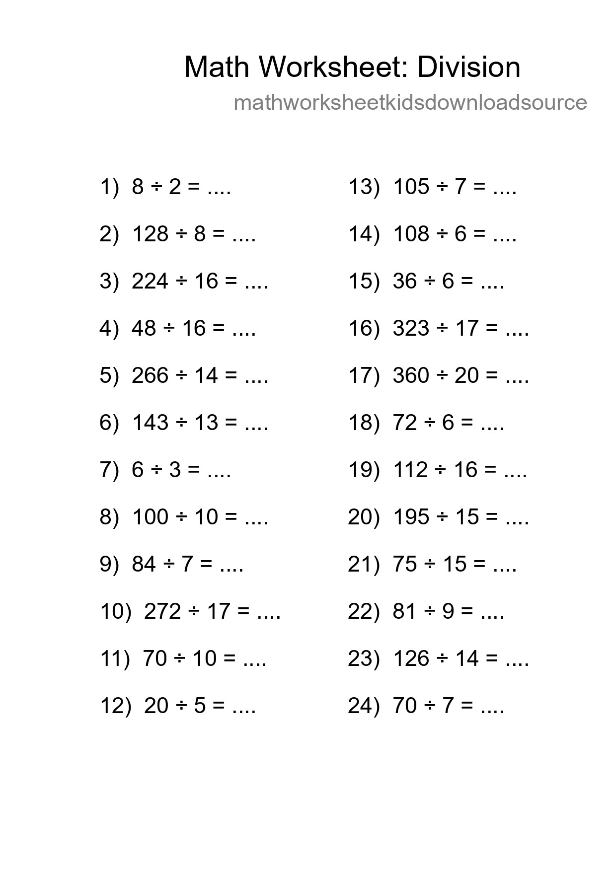 Free 24 Division Math Worksheet For Grade 2 - Part 136