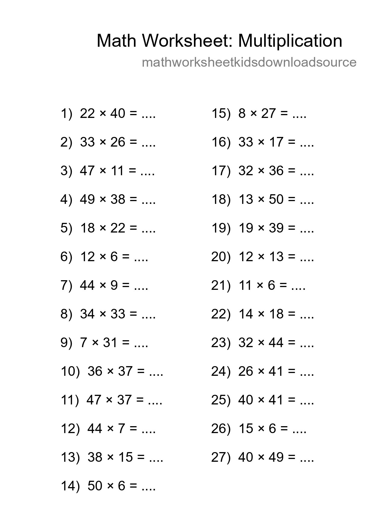 Free 27 Multiplication Math Worksheet For Grade 2 - Part 18