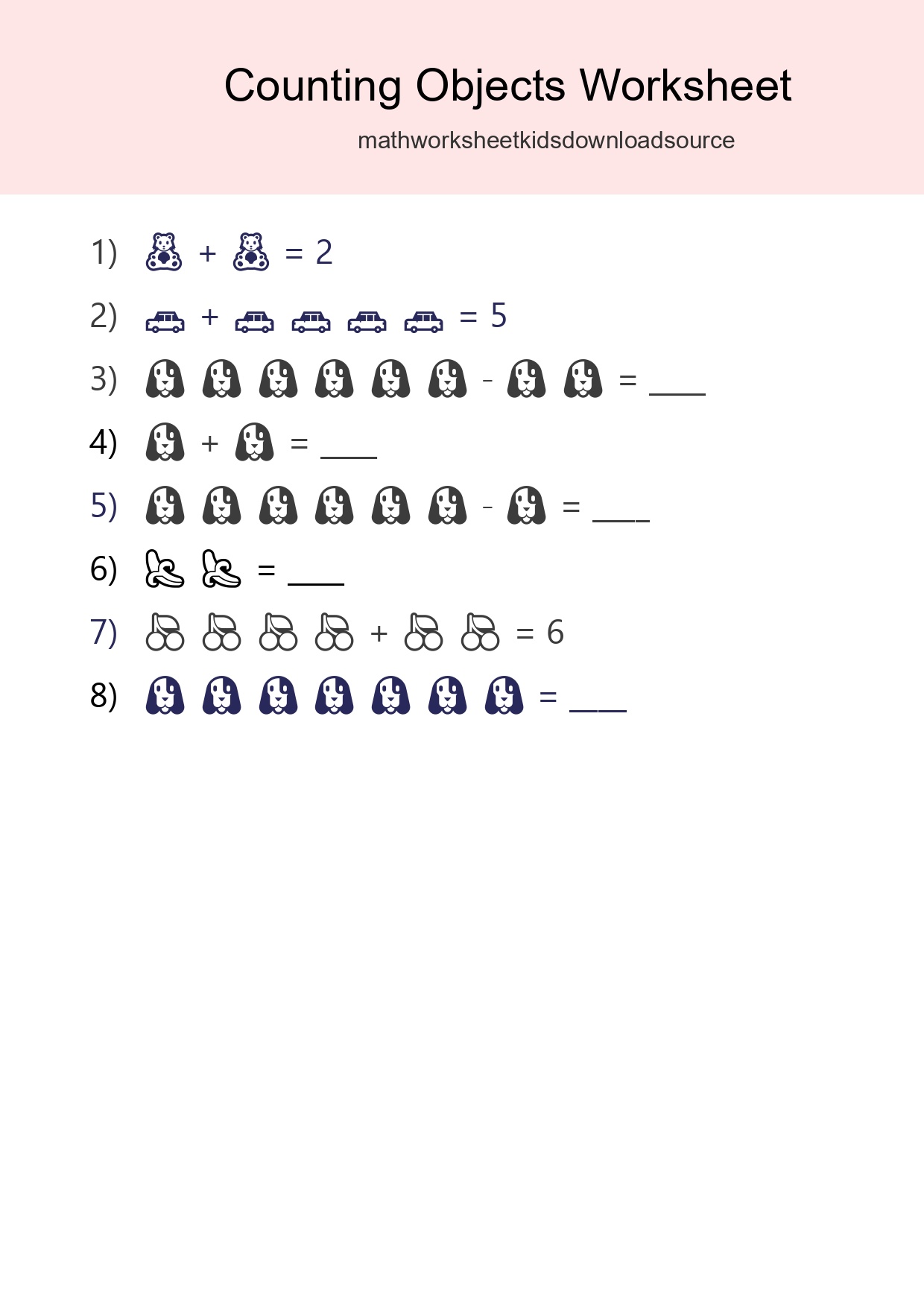 Free Counting Objects Worksheet For Kindergarten Printable - Part 113