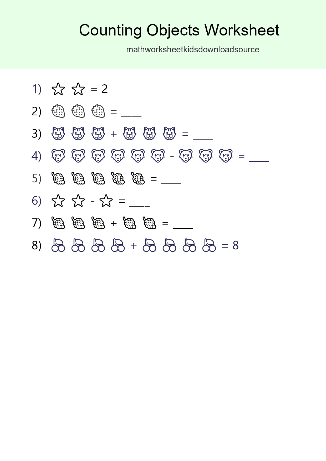 Free Counting Objects Worksheet For Kindergarten Printable - Part 201