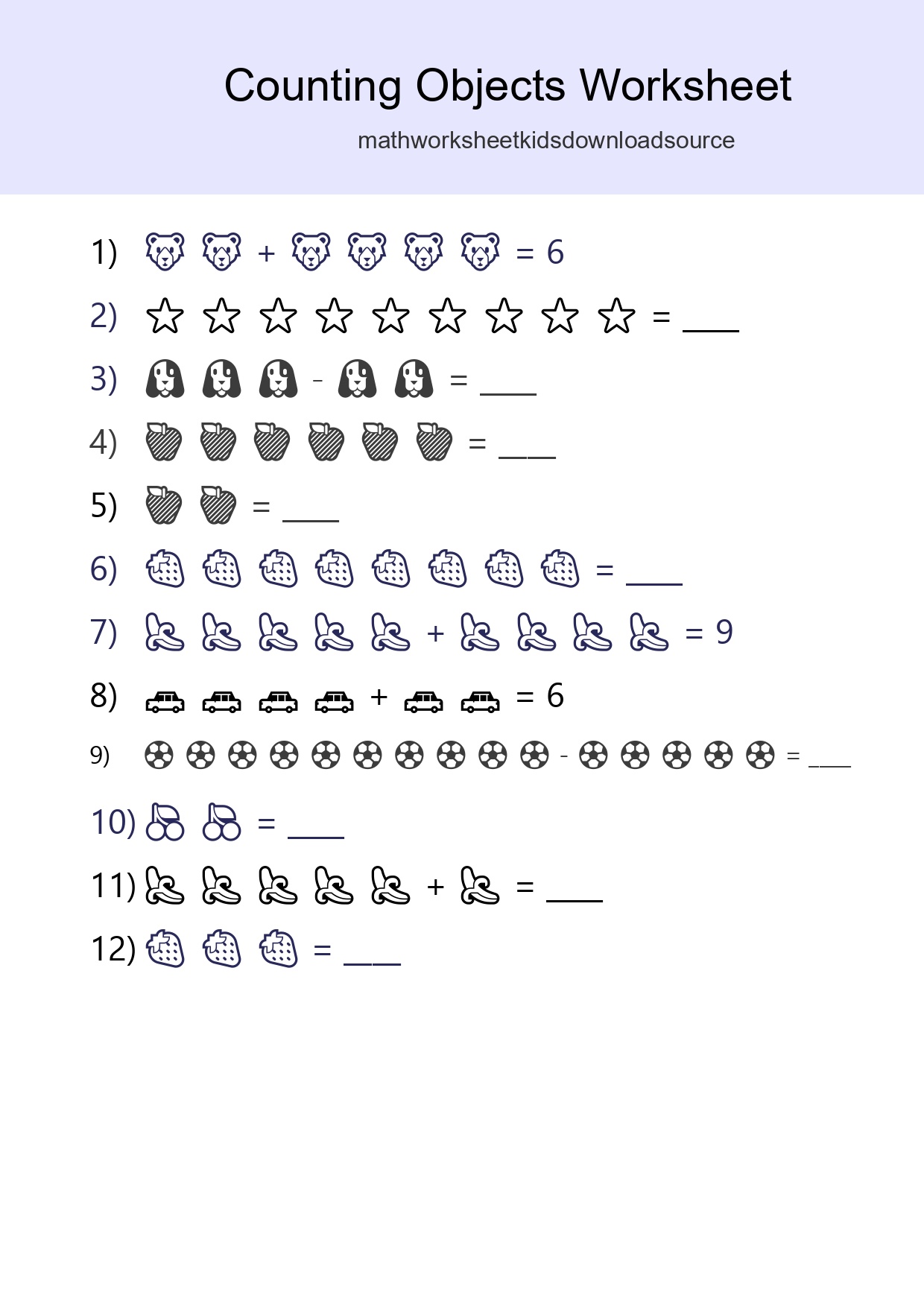 Free Counting Objects Worksheet For Kindergarten Printable - Part 25