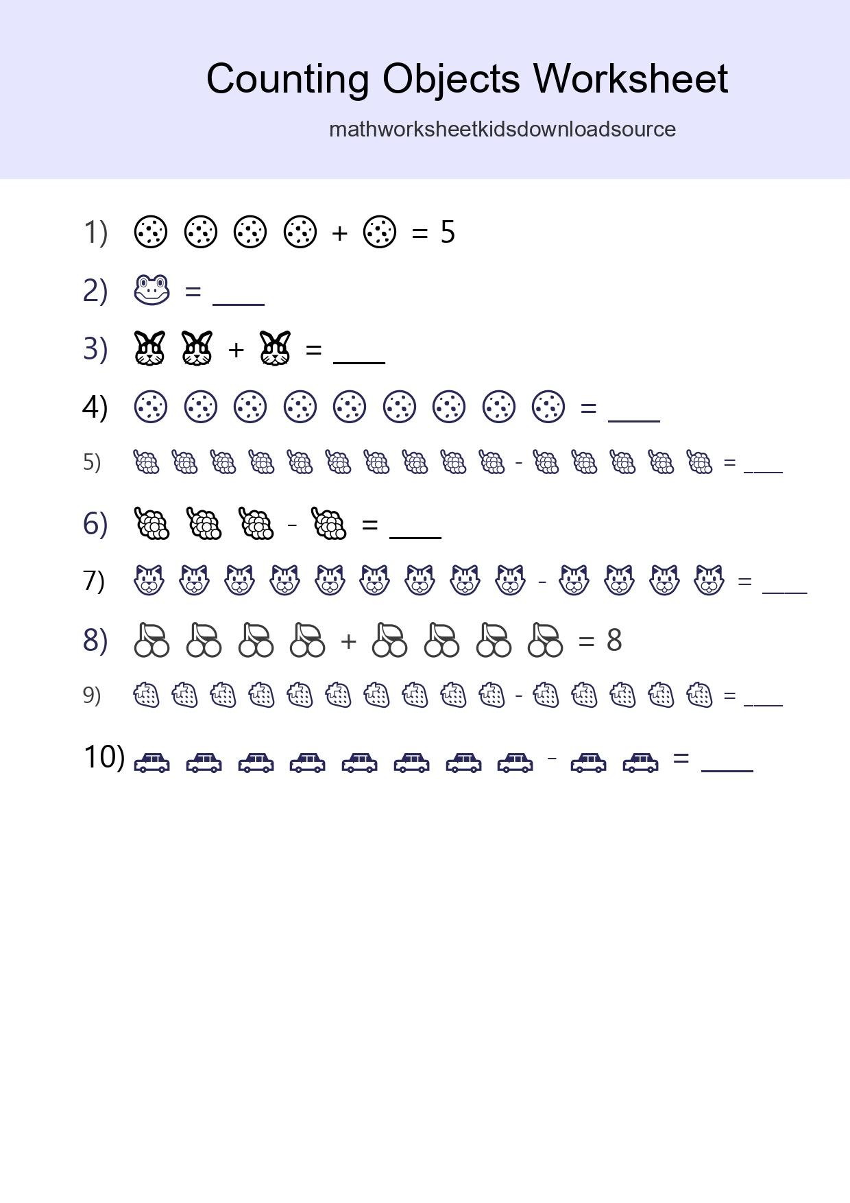 Free Counting Objects Worksheet For Kindergarten Printable - Part 47