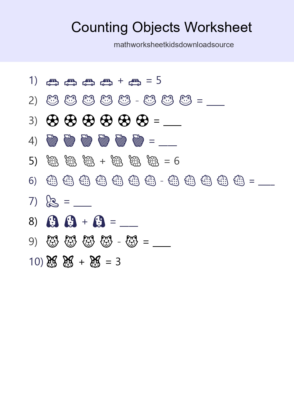 Free Counting Objects Worksheet For Kindergarten Printable - Part 91