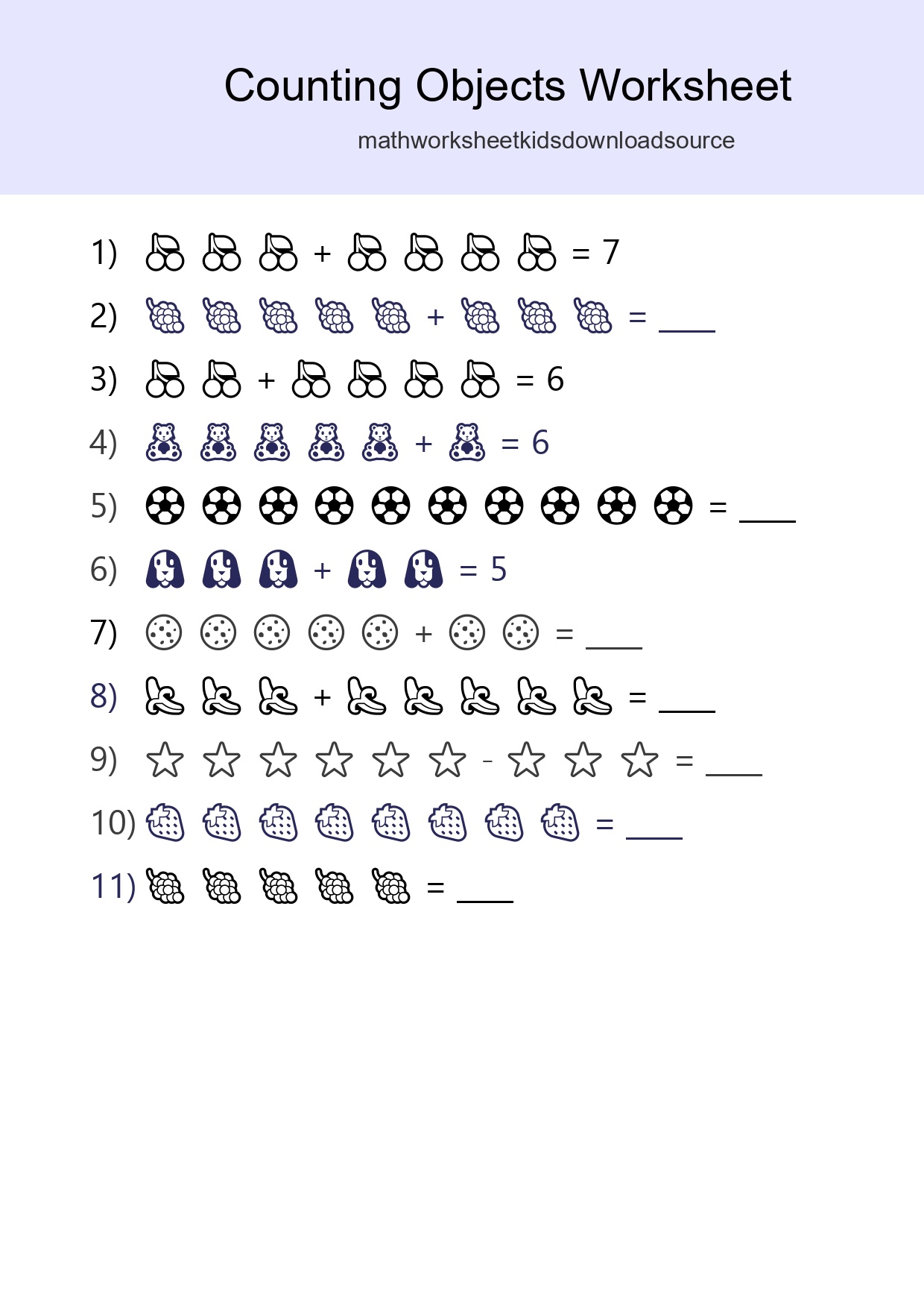 Kindergarten Count The Objects Worksheet - Part 157