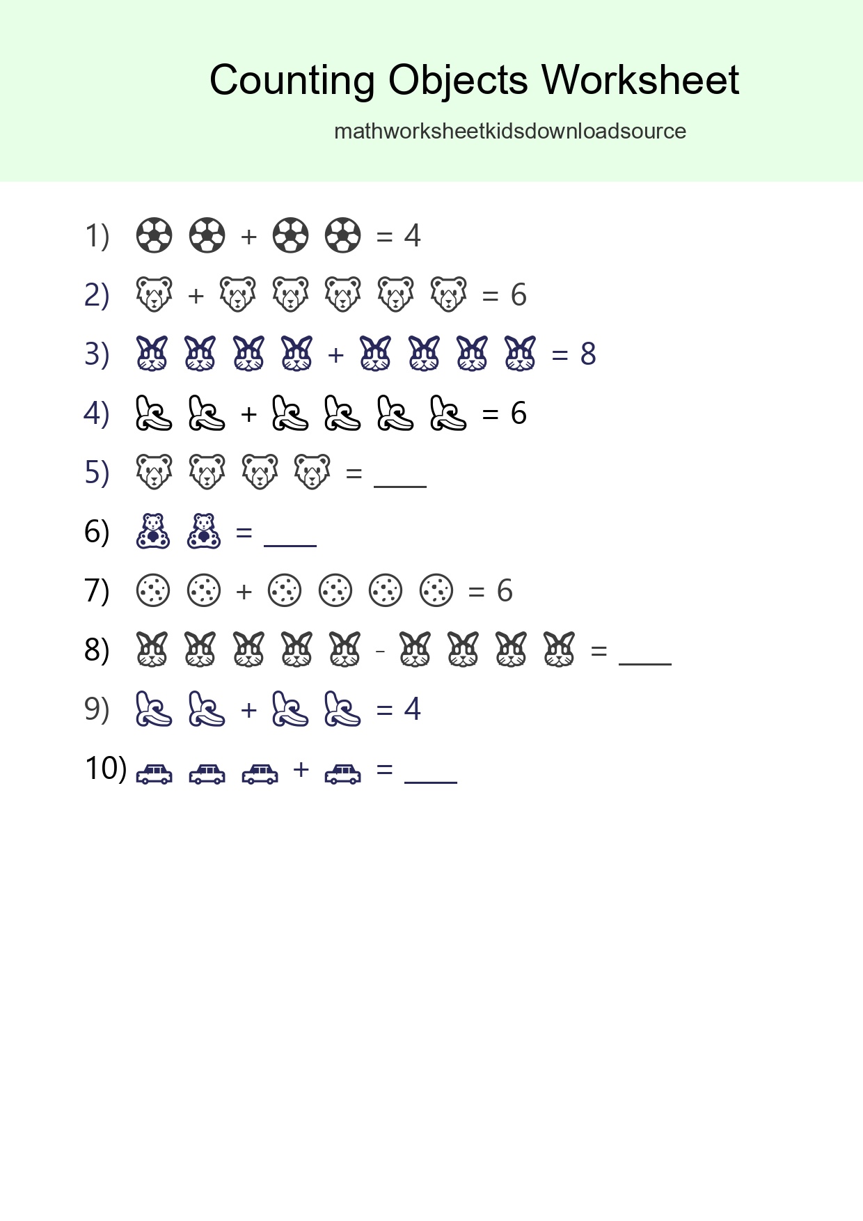 Kindergarten Count The Objects Worksheet - Part 179