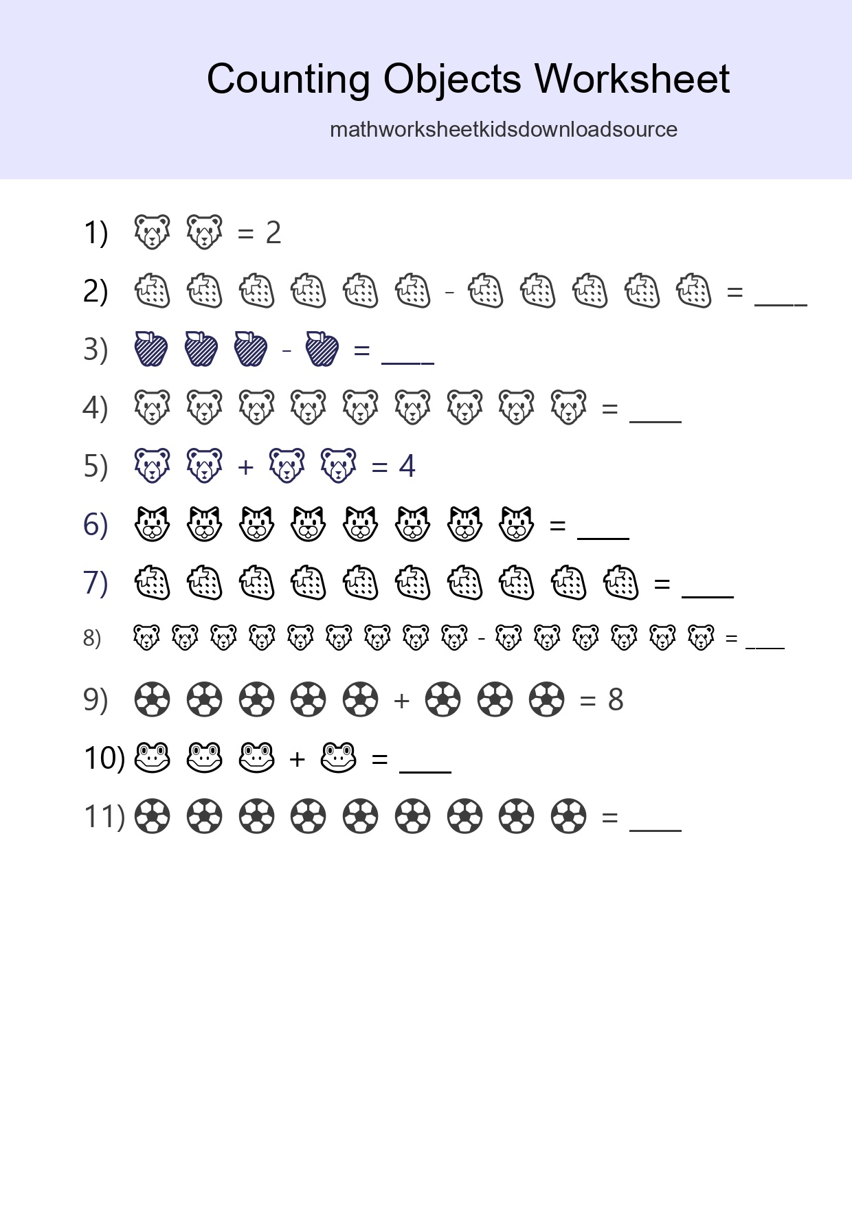 Kindergarten Count The Objects Worksheet - Part 190