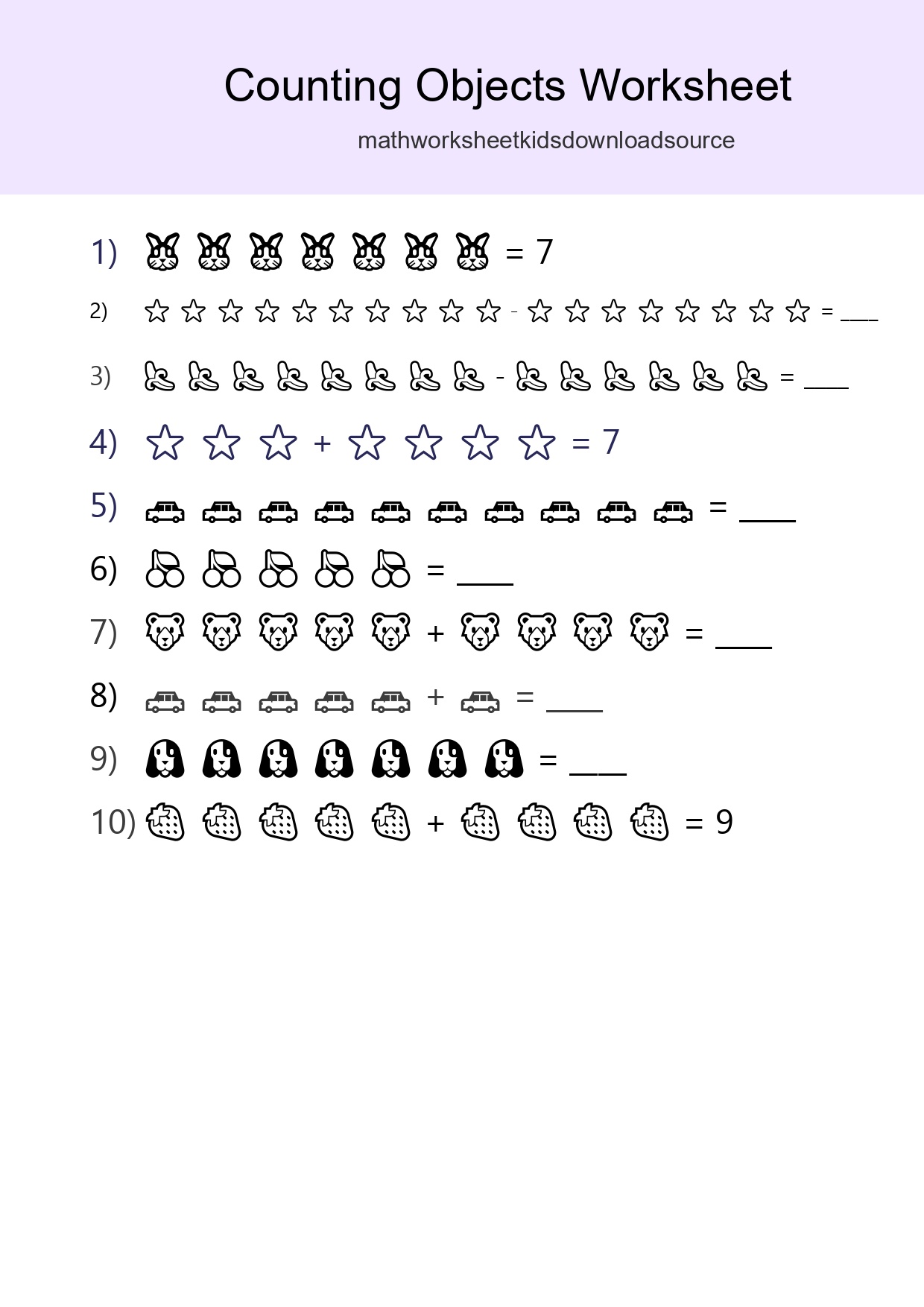 Kindergarten Count The Objects Worksheet - Part 212