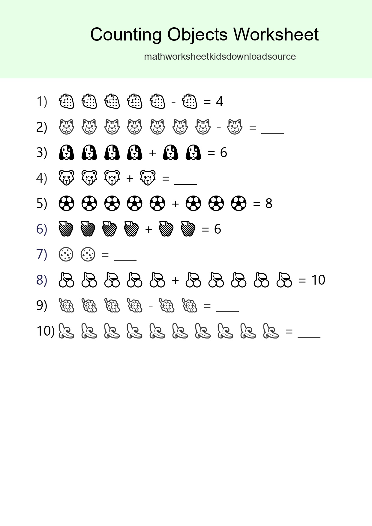 Learn Counting With Pictures Worksheet (Kindergarten) - Part 102