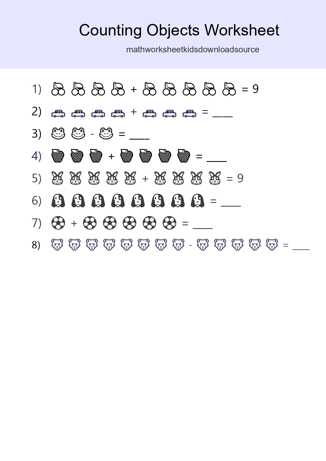 Learn Counting With Pictures Worksheet (Kindergarten) - Part 14